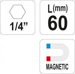 Yato Držák do vrtačky 1/4[34] 60 mm magnetický