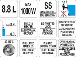 Yato Gastro Varný termos 1000W 8,8l plastové úchyty