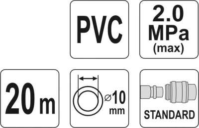 Yato Hadice vzduchová PVC 10mm, 20m