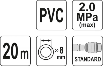Yato Hadice vzduchová PVC 8mm, 20m
