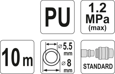 Yato Hadice vzduchová spirální PU 5,5x8mm, 10m