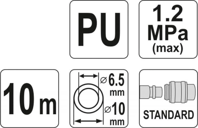 Yato Hadice vzduchová spirální PU 6,5x10mm, 10m