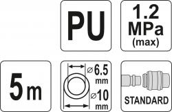 Yato Hadice vzduchová spirálová PU 6,5x10mm, 5m