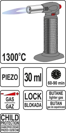 Yato Hořák plynový 1300°C,piezo