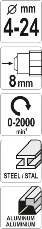 Yato Hrotová rašple na kov 4-24 mm