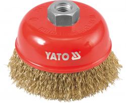 Yato Kartáč drátěný čelní M14 x 100 mm pomosazený drát