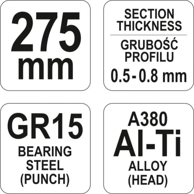 Yato Kleště ke spojování profilů 275mm max 0,8mm