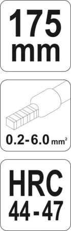 Yato Kliešte konektorové 175mm, HRC 44-47, 0,2-6,00mm2