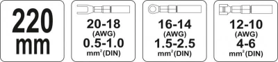 Yato Kleště konektorové 220 mm, průměr 0,5-6 mm