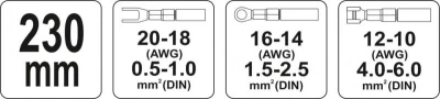 Yato Kleště konektorové 230mm, 20-18(AWG), 0,5-6,00mm2