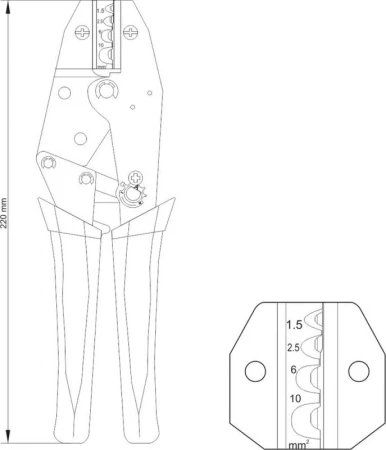 Yato Kliešte konektorové 230mm, 22-8(AWG), 1,5-10,00mm2