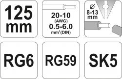 Yato Kleště odizolovací 125 mm, průměr 0,5-6,0 mm