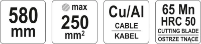 Yato Kleště pákové štípací pr. 250mm2, 580mm