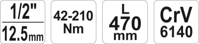 Yato Klíč momentový 1/2[34] 42-210 Nm CrV