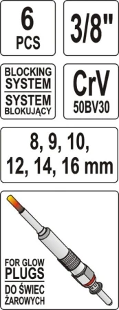 Yato Klíč na svíčky sada 6ks 8-16mm
