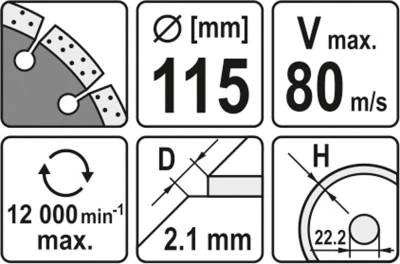 Yato Kotúč rezný diamantový 115 x 22,2 x 2,1 mm