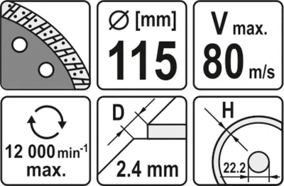 Yato Kotouč řezný diamantový 115 x 22,2 x 2,4 mm turbo