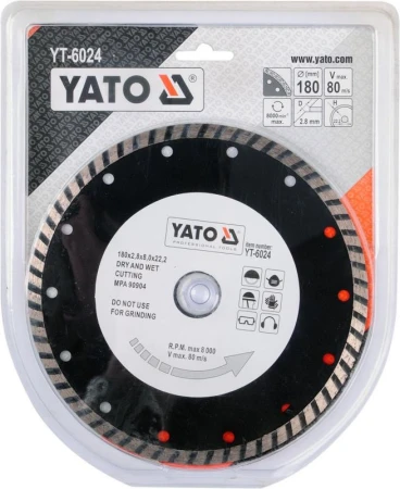 Yato Kotouč řezný diamantový 180 x 22,2 x 2,8 mm turbo