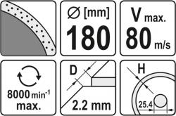 Yato Kotouč řezný diamantový 180 x 25,4 x 2,2 mm hladký