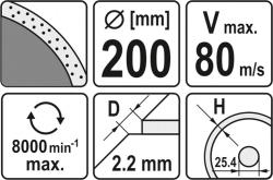 Yato Kotouč řezný diamantový 200 x 25,4 x 2,2 mm hladký