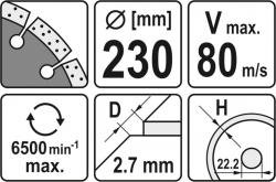 Yato Kotouč řezný diamantový 230 x 22,2 x 2,7 mm
