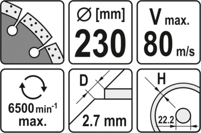 Yato Kotouč řezný diamantový 230 x 22,2 x 2,7 mm