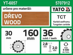 Yato Kotouč na dřevo 160 x 30 mm 36z