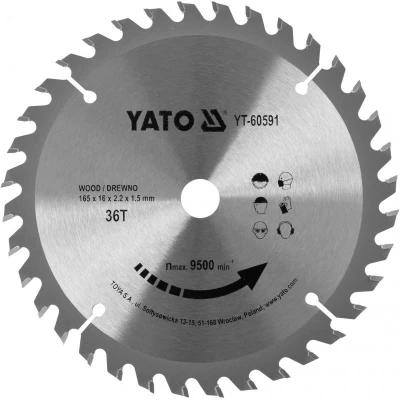 Yato Kotouč na dřevo TCT 165 x 16 mm 36z (pro YT-82810, YT-82811) Yato Kotouč na dřevo TCT 165 x 16 mm 36z (pro YT-82810, YT-82811)