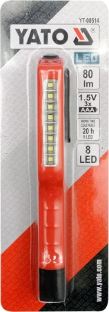 Yato Lampa ruční 8 LED, s klipem, 80 lm