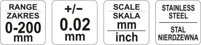 Yato Měřítko posuvné 200 x 0,02 mm
