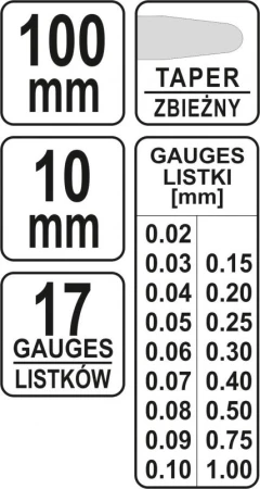 Yato Měrka na spáry 100 x 10 mm 17 ks