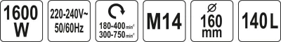 Yato Míchadlo 1600W dvourychlostní 230V