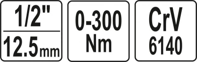 Yato Momentový klíč 1/2[34] výchylný 0-300Nm
