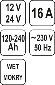 Yato Nabíječka 16A 12/24V