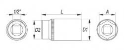 Yato Nástavec 1/2[34] 19 mm šetihranný hluboký