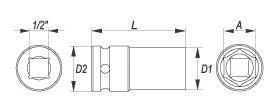 Yato Nástavec 1/2[34] rázový šestihranný hluboký 12 mm CrMo
