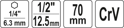 Yato Nástavec 1/4[34] - 1/2[34] 70mm