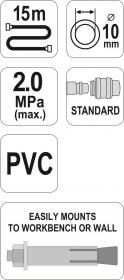 Yato Naviják se vzduchovou hadicí PVC 10mm, 15m