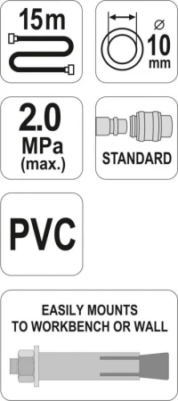 Yato Naviják se vzduchovou hadicí PVC 10mm, 15m