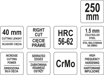 Yato Nůžky na plech 250 mm pravé CrMo