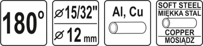 Yato Ohybačka na trubky Al, Cu, 180°, pr. 15/32[34] - 12mm