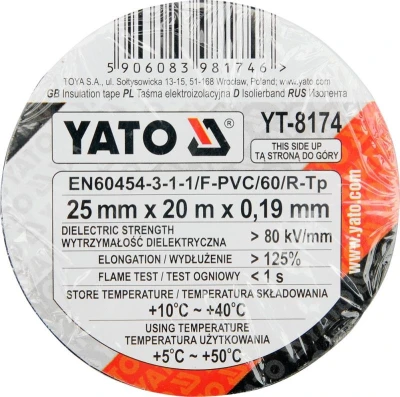 Yato Páska izolační 25 x 0,19 mm x 20 m černá