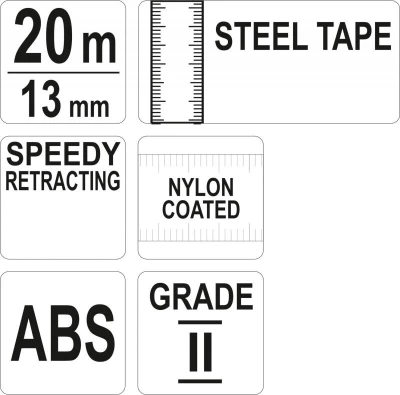 Yato Pásmo měřící ocelové 20m,13mm