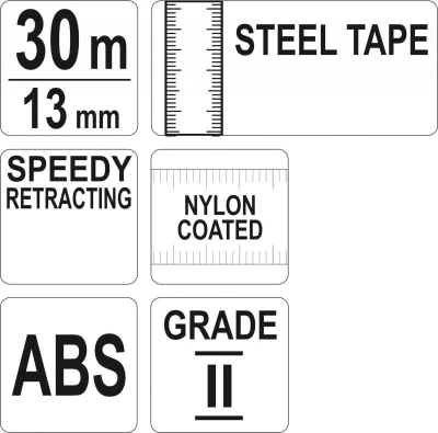 Yato Pásmo měřící ocelové 30m,13mm