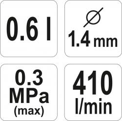 Yato Pistole na lakování s nádrží 0,6l 1.4mm
