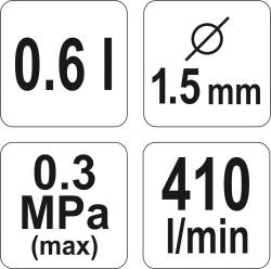 Yato Pistole na lakování s nádrží 0,6l 1.5mm
