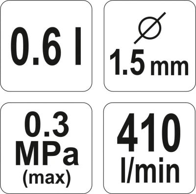 Yato Pistole na lakování s nádrží 0,6l 1.5mm