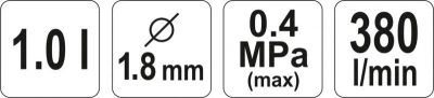 Yato Pistole na lakování s nádrží 1,0l 1.8mm