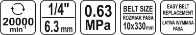 Yato Pneumatická pásová bruska 10x330mm (rozměr pásu)