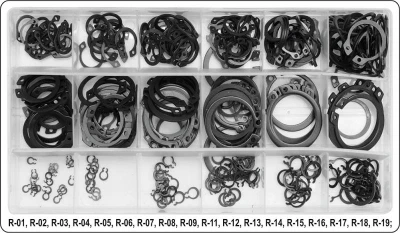 Yato Pojistné kroužky sada 300ks, R1-R19, pr. 3 -32mm